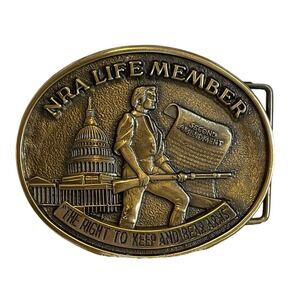 Brass NRA Life Member Second Amendment Guns Belt Buckle Jadco Brass White‎ House